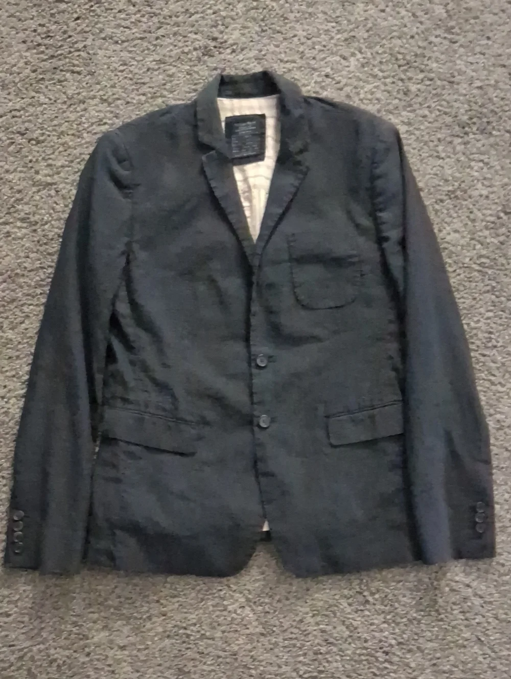 AllSaints Spitalfields Ballast Jacket Blazer Linen Blend Black Mens Size 40
